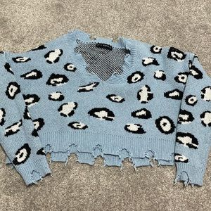 Zaful Women’s cropped animal print sweater size S
